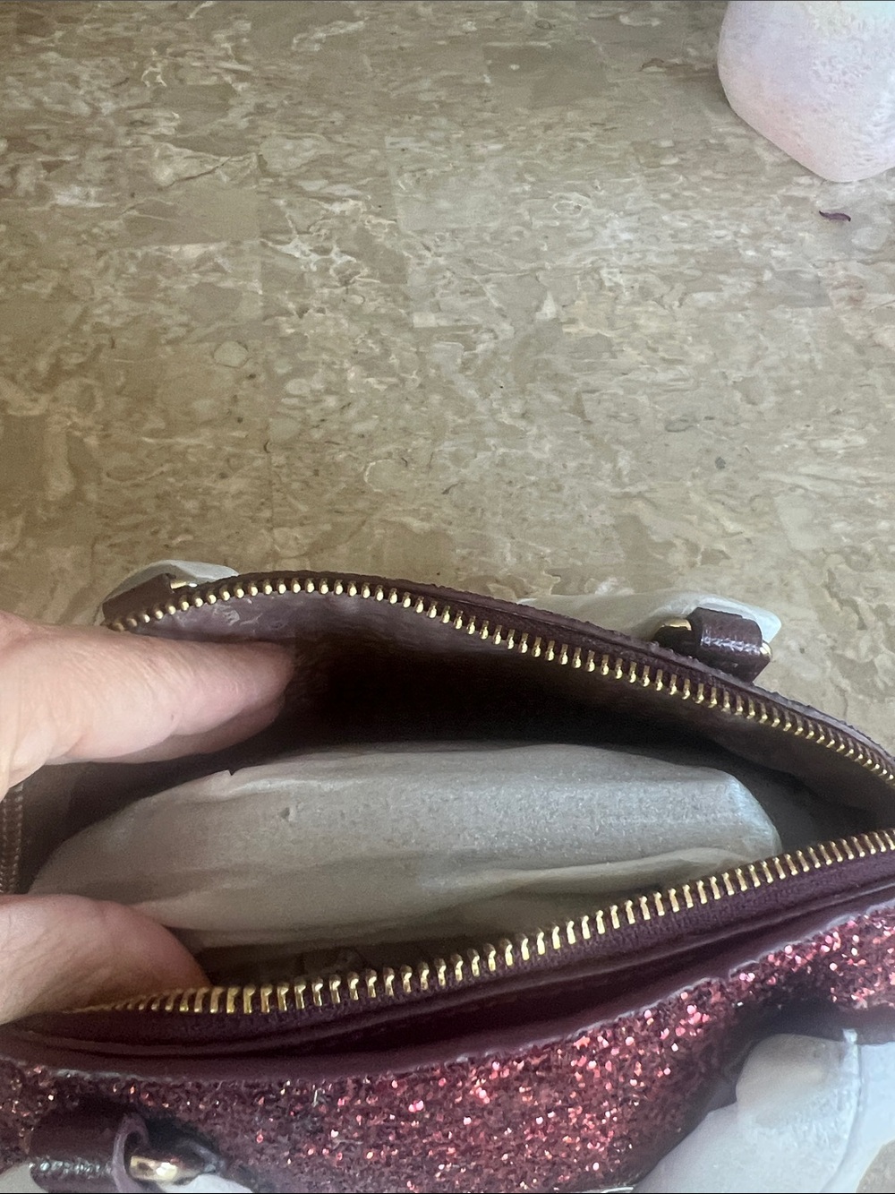 kate spade mini reiley laurel way Glitter Dome Satchel/crossbody in Deep Plum - Picture 6 of 7